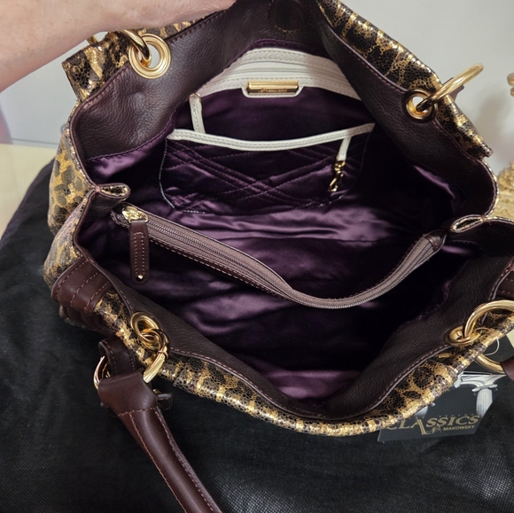 Vintage B Makowsky Metallic Leopard East West Flap Tote - Picture 8 of 8